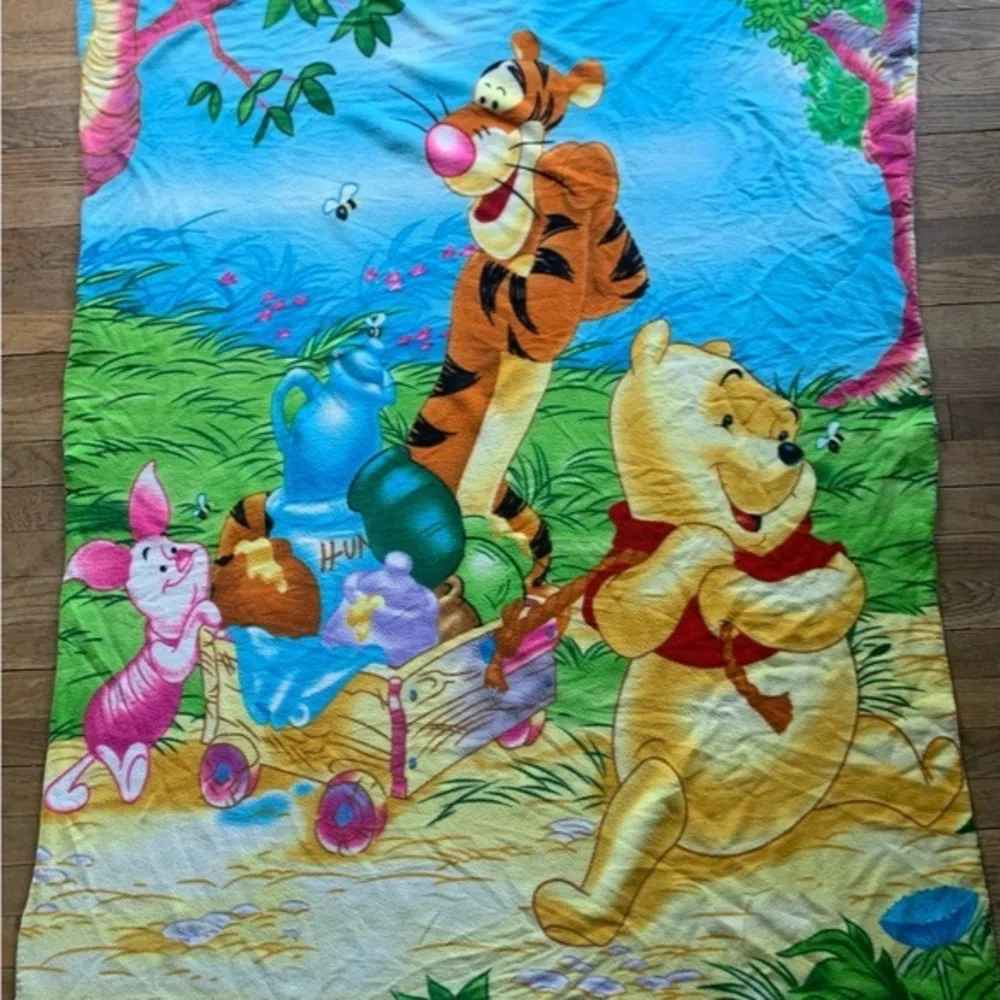Disney Winnie The Pooh & Friends 59x46 Throw Blanket Tigger Piglet‎ Pooh VINTAGE